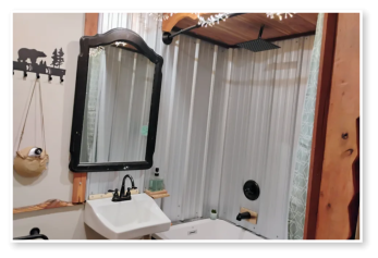 A bathroom in one of our cabins