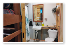 A bathroom in one of our cabins